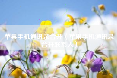 苹果手机通讯录合并（苹果手机通讯录合并联系人）